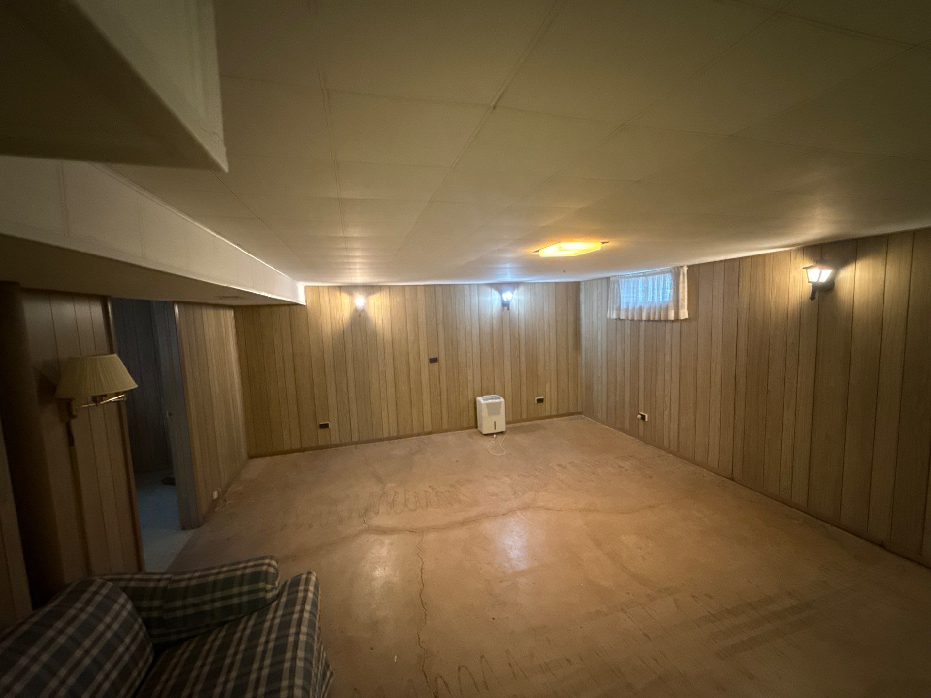 Before: basement rec room