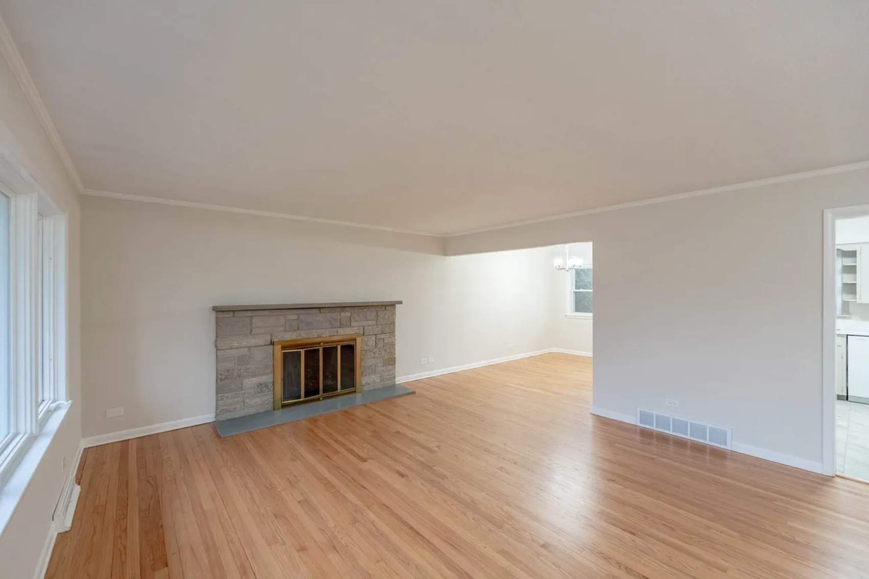 After: living room with fireplace