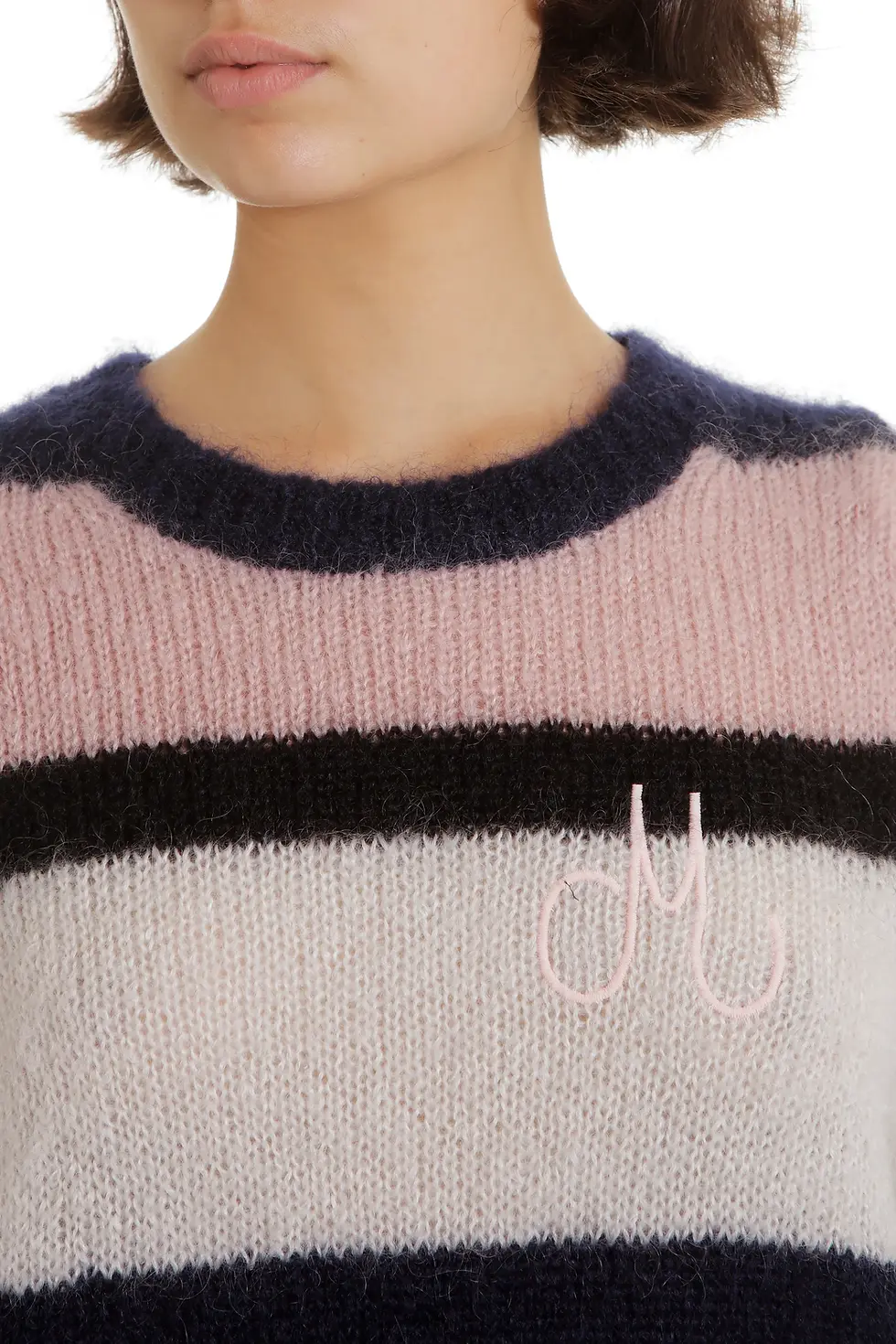 Miniature : Pull mohair rayé brodé