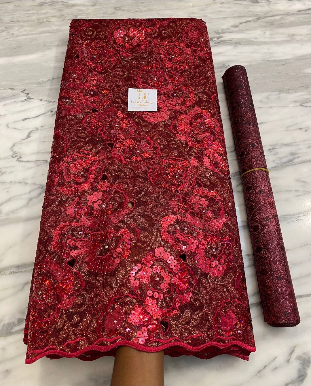 Atinuke luxury chantilly sequinned lace fabric 