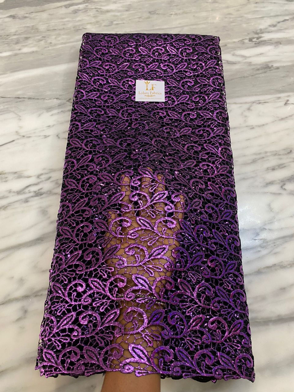 Thumbnail: Feyikemi foiled guipure lace fabric