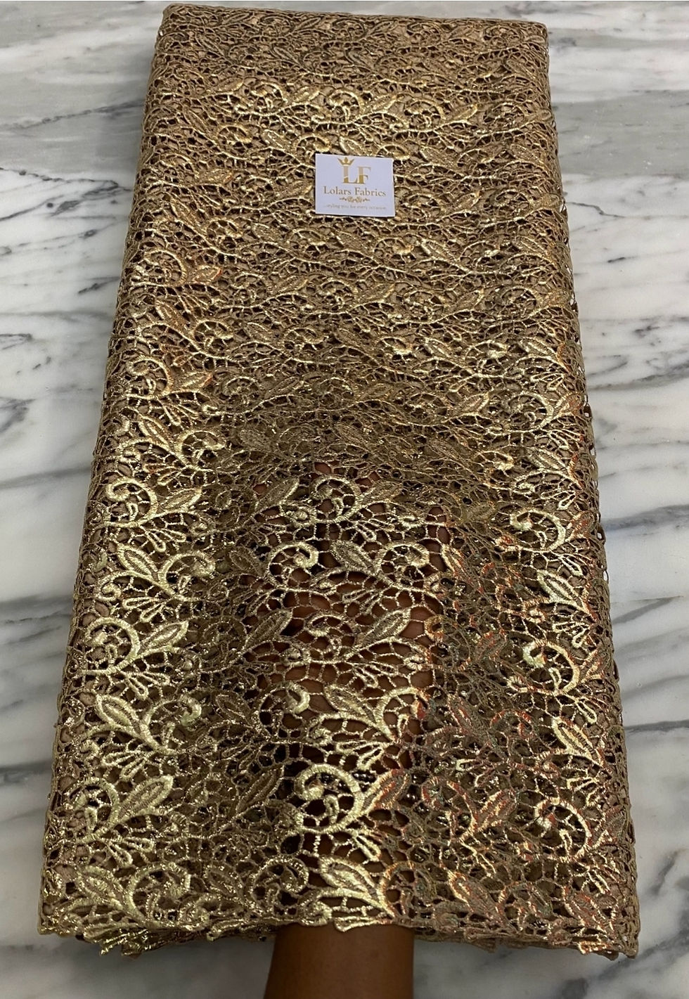 Thumbnail: Feyikemi foiled guipure lace fabric