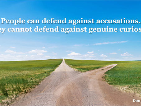 Dirt road forking in two directions through green fields under blue sky representing the question: what changed?