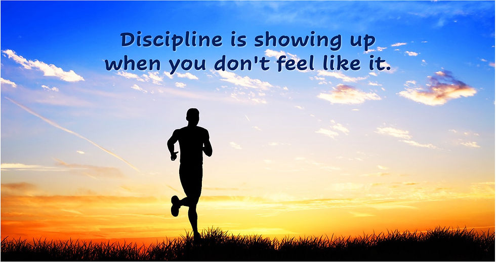 Runner silhouette at sunrise representing discipline and showing up when you don't feel like it