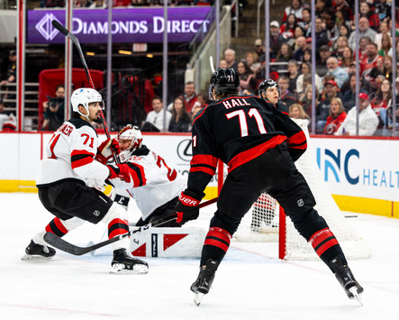 The New Jersey Devils vs. the Carolina Hurricanes, photographed by Christina Winnegar.