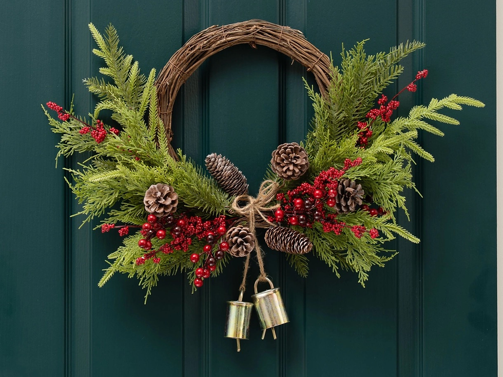 Red Berry with Bells Half Wreath