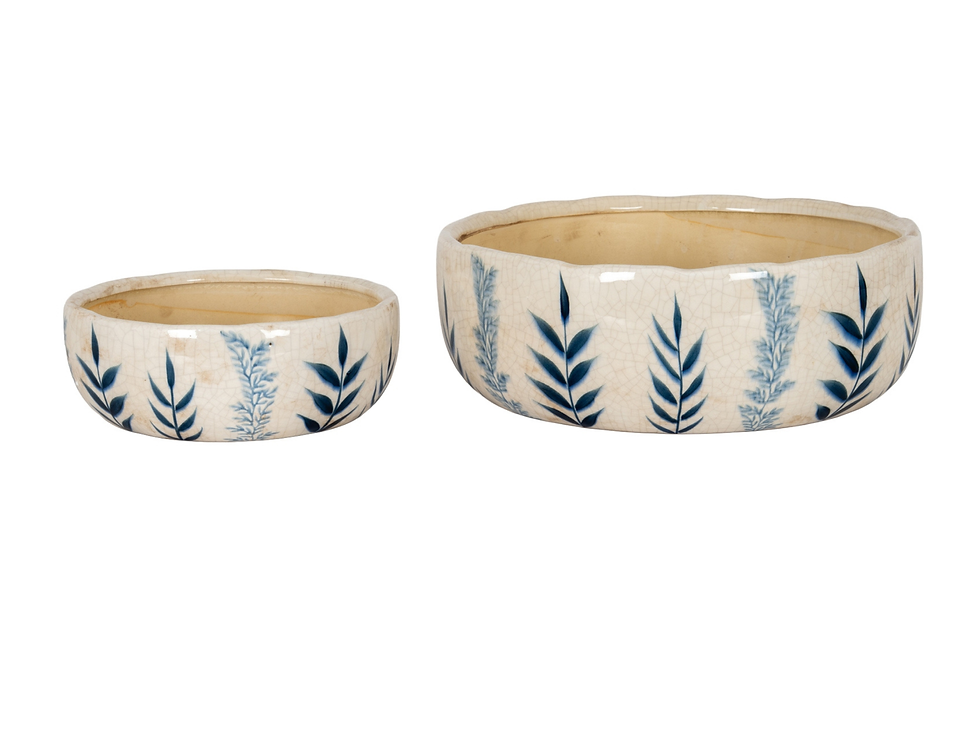 Thumbnail: Hill Interiors Blue Floral Bowl Pot