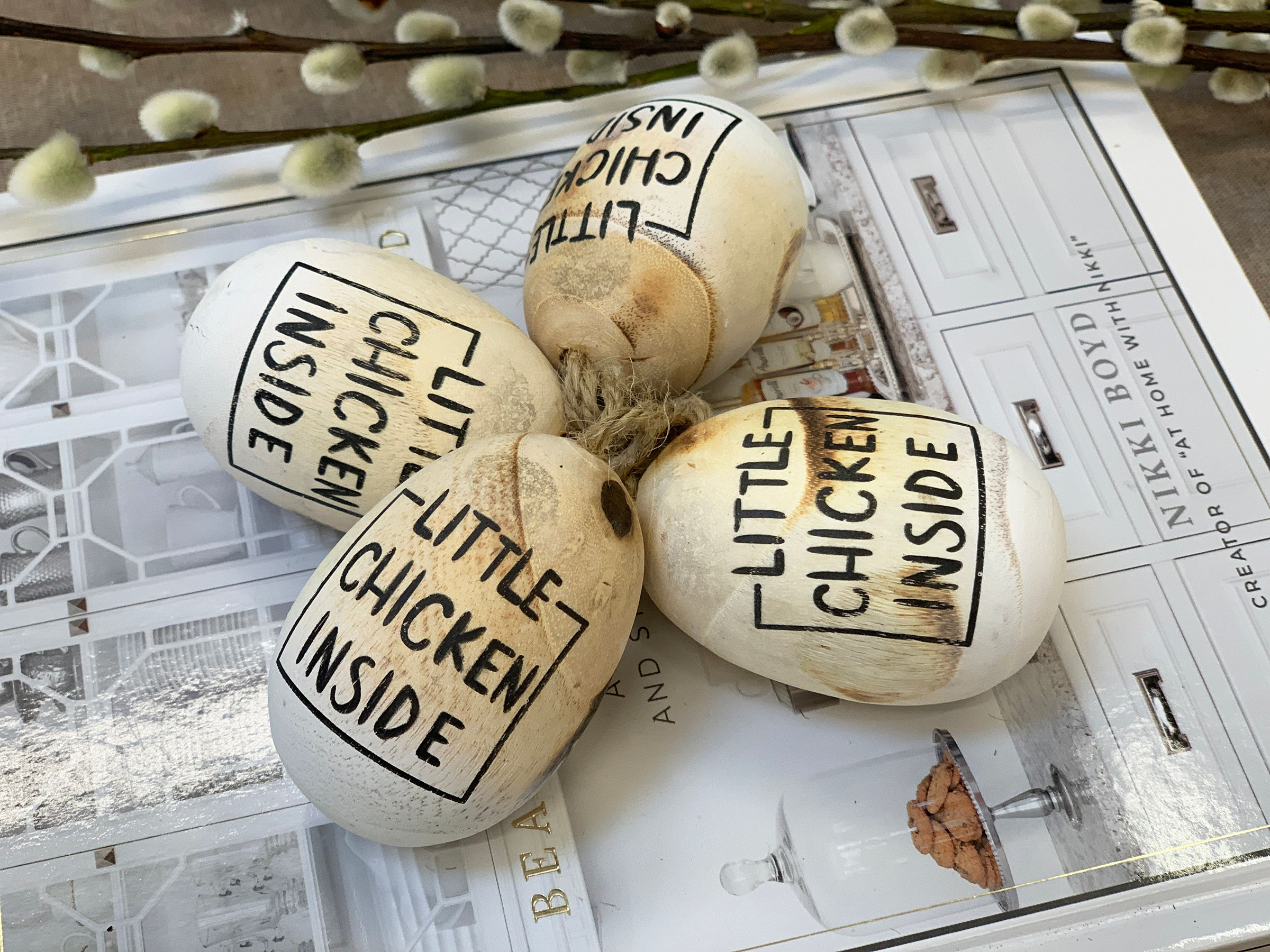 Wooden Hanging Egg Chicken