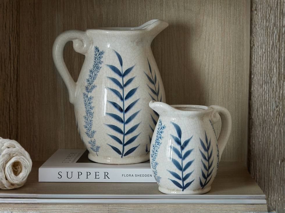Thumbnail: Hill Interiors Large Blue Flora Olpe Jug Vase