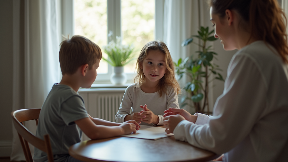 Eye-level view of a therapy session with a child and a therapist