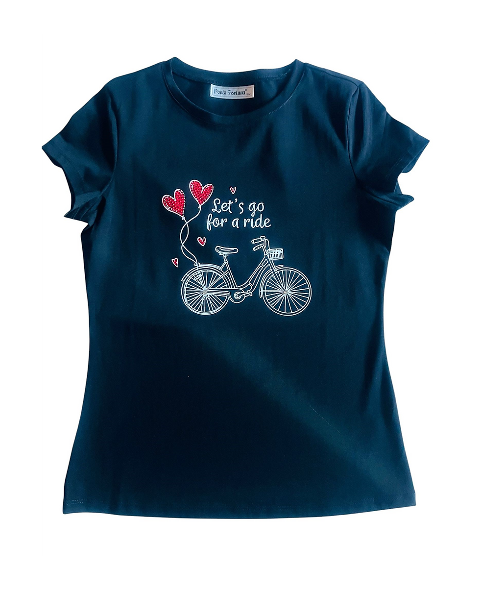 Camiseta negra: "Let's go for a ride"