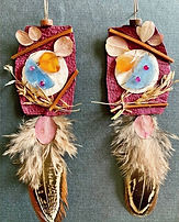 Handmade leather earrings.