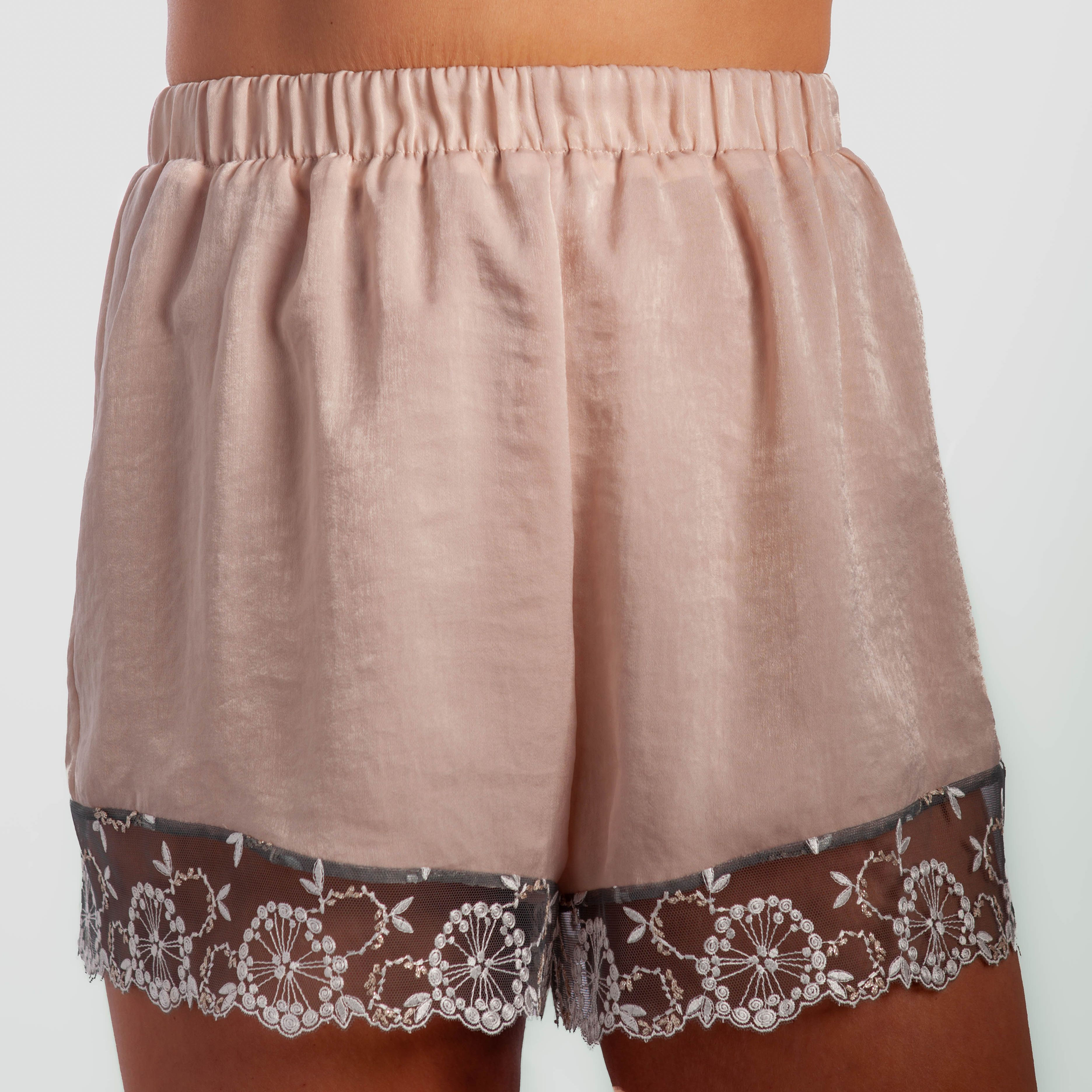 Briggie Blush Velvet Satin Shorts