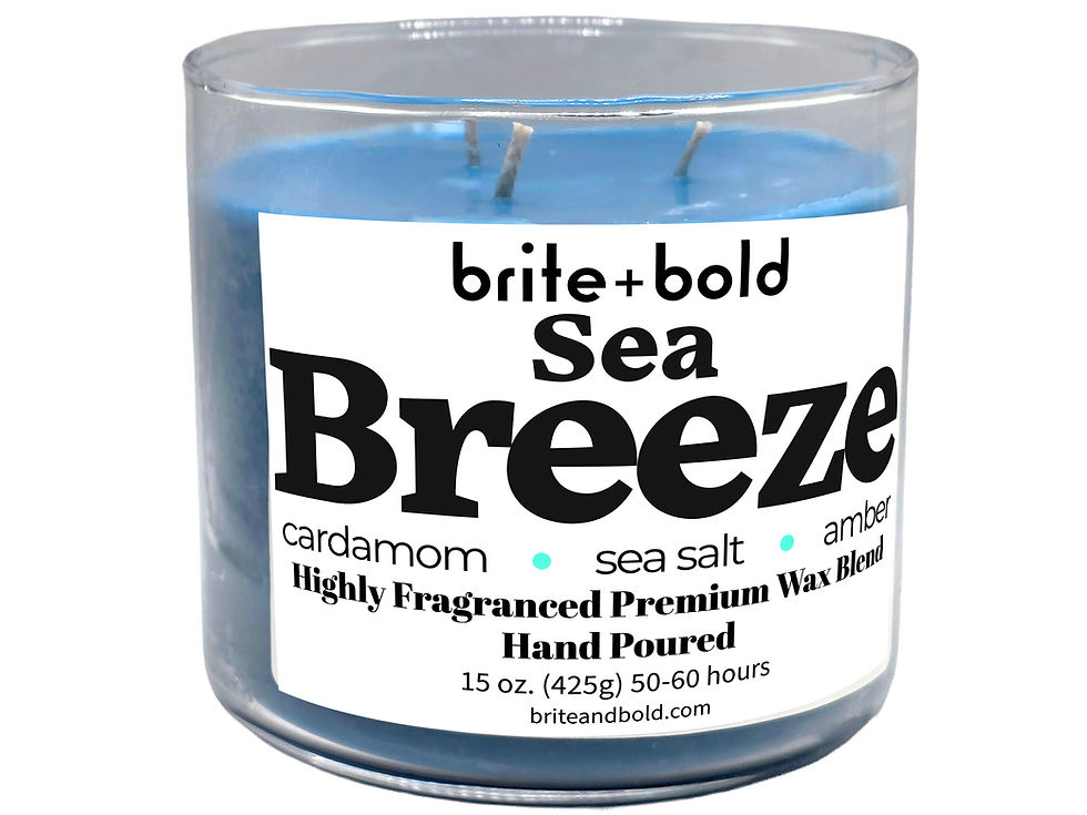 Large blue 3 wick sea breeze scented candle
