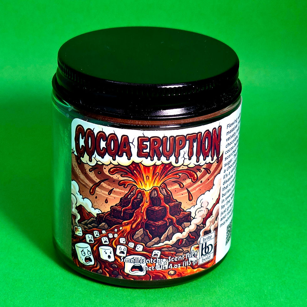 small brown candle on green table