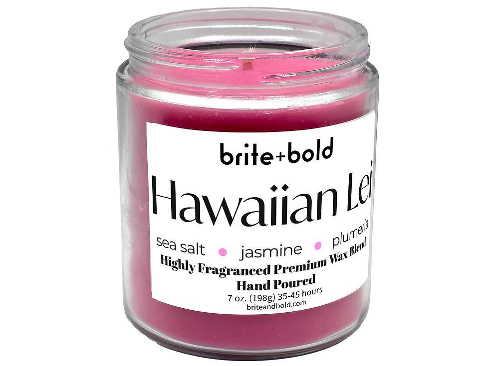 Medium red Hawaiian and plumeria scented candle