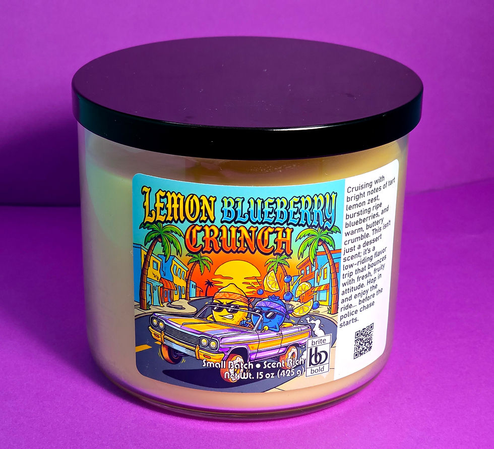 large yellow candle on purple background