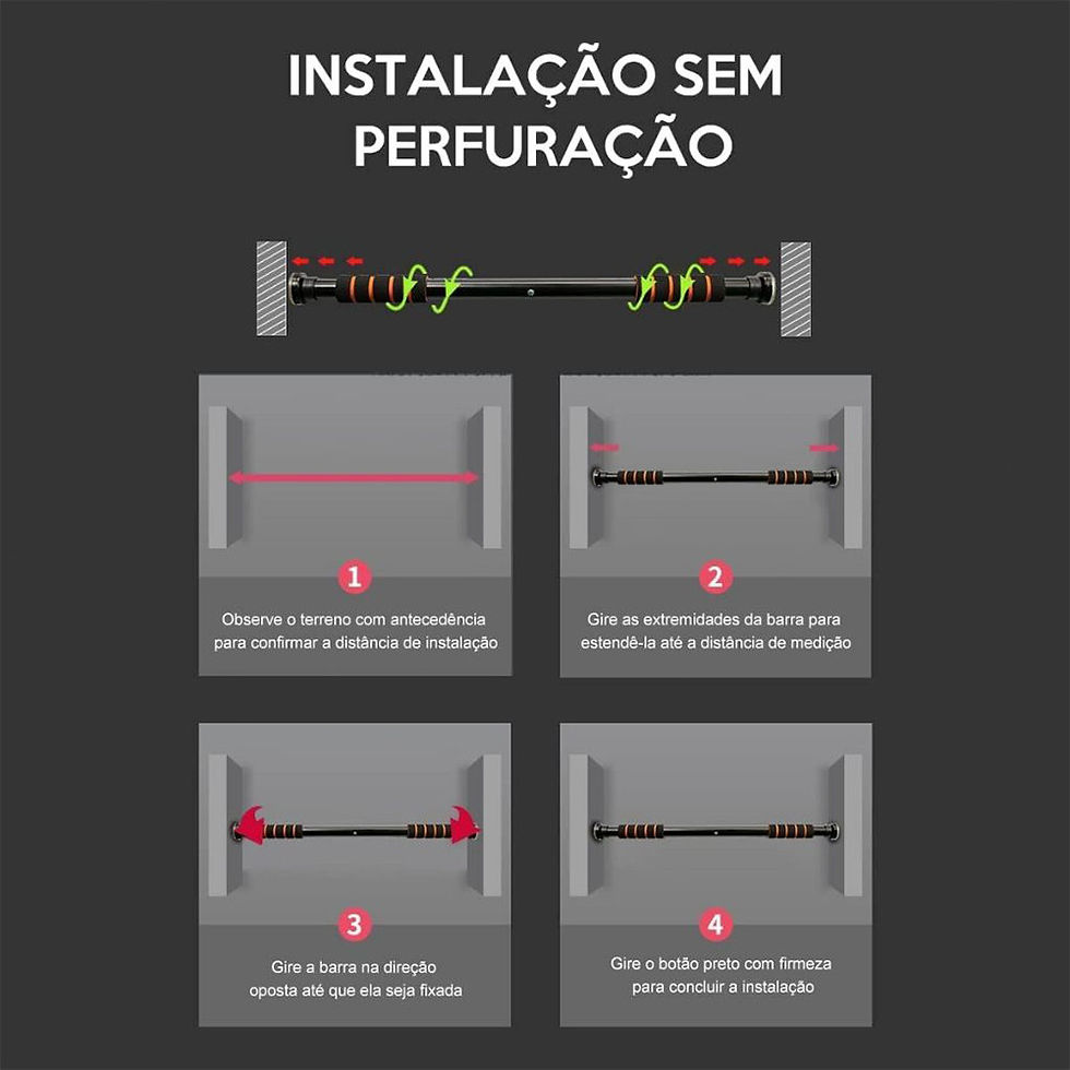 Miniatura: Barra De Porta Alemã Design Robust 62-100cm Garantia De 5 Anos Fortalecimento M