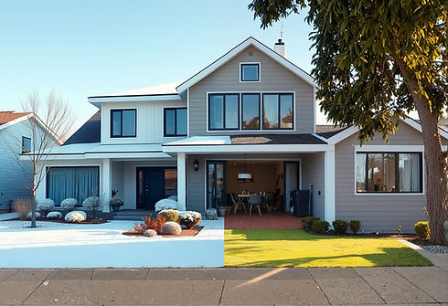 House split to represent heat loss in cold weather and heat gain in warm weather