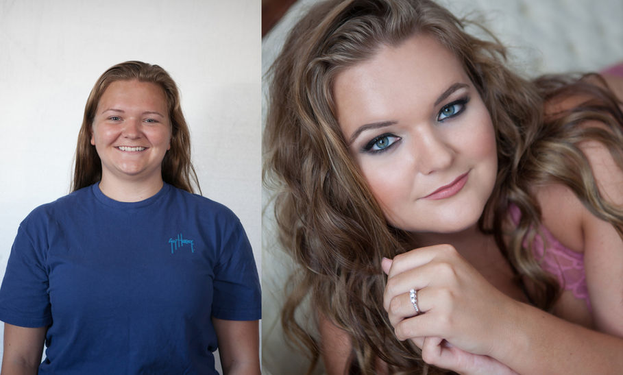 before and after photo of a woman