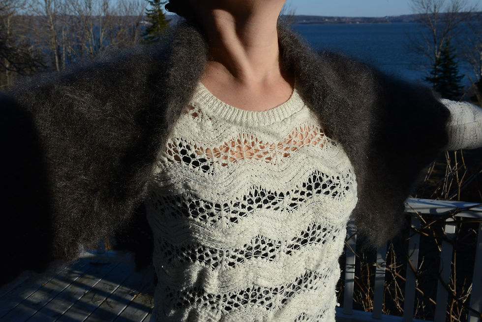 Thumbnail: Beautiful Hand Knitted Triangular Kosynka (Shawl) made from goat down
