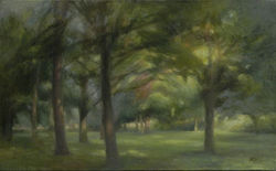 Sous les arbres etude huile 35x55