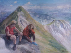 Les randonneurs,  Gouache 48x36