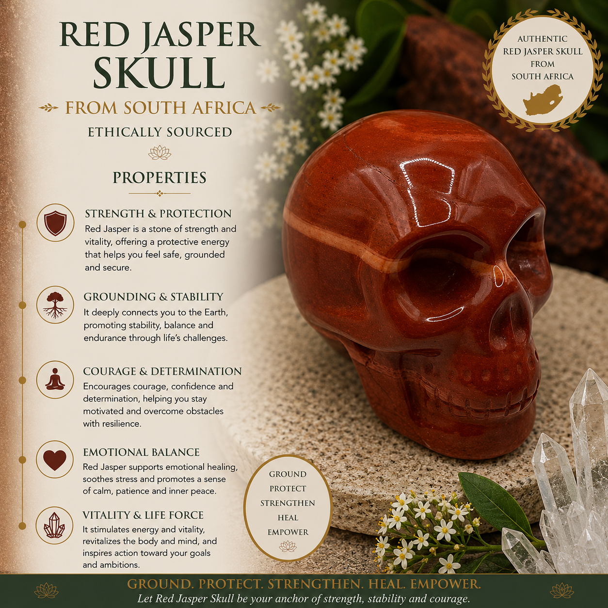 Red Jasper Skull - SOUTH AFRICA - One Supplied