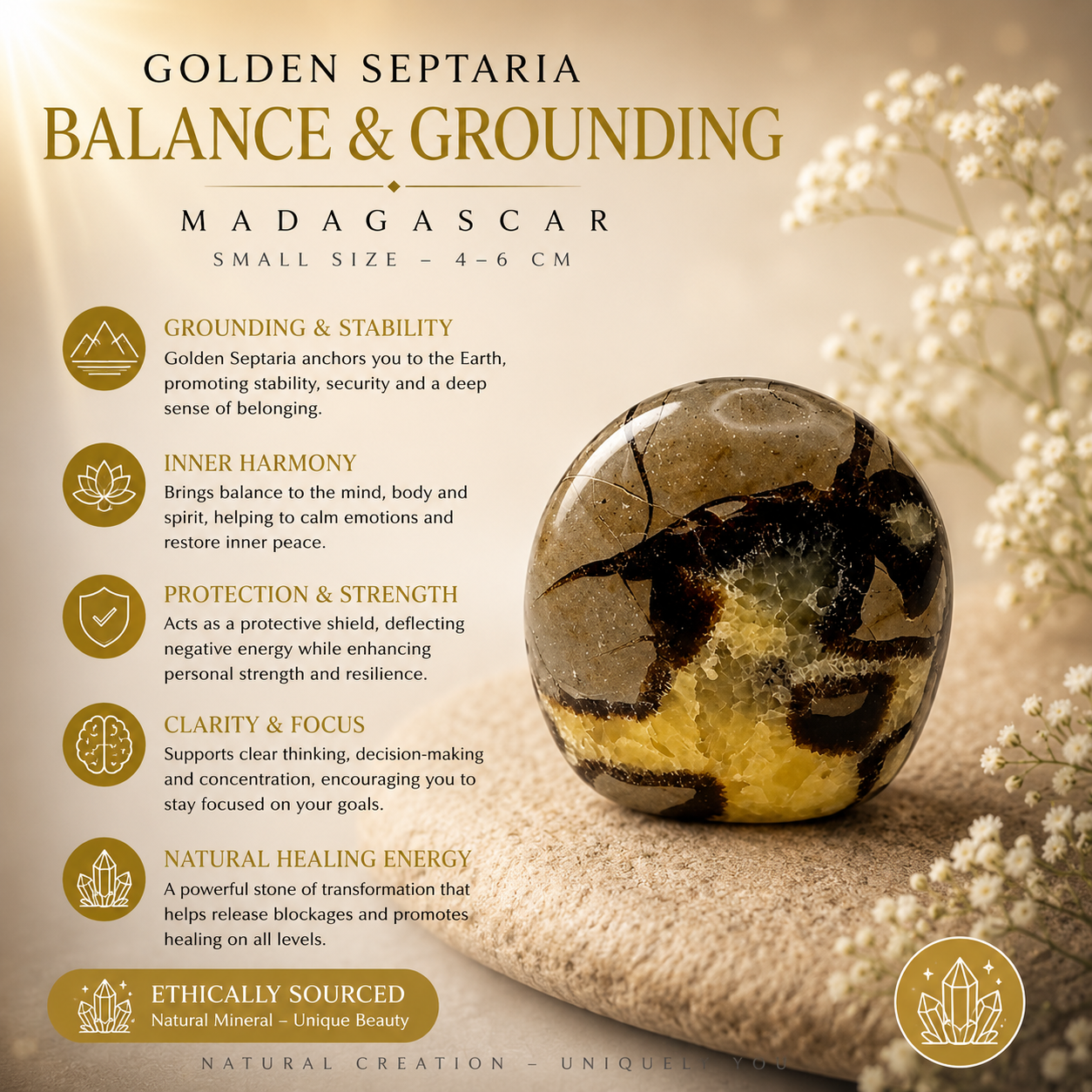 Golden Septaria Freeform Small - MADAGASCAR