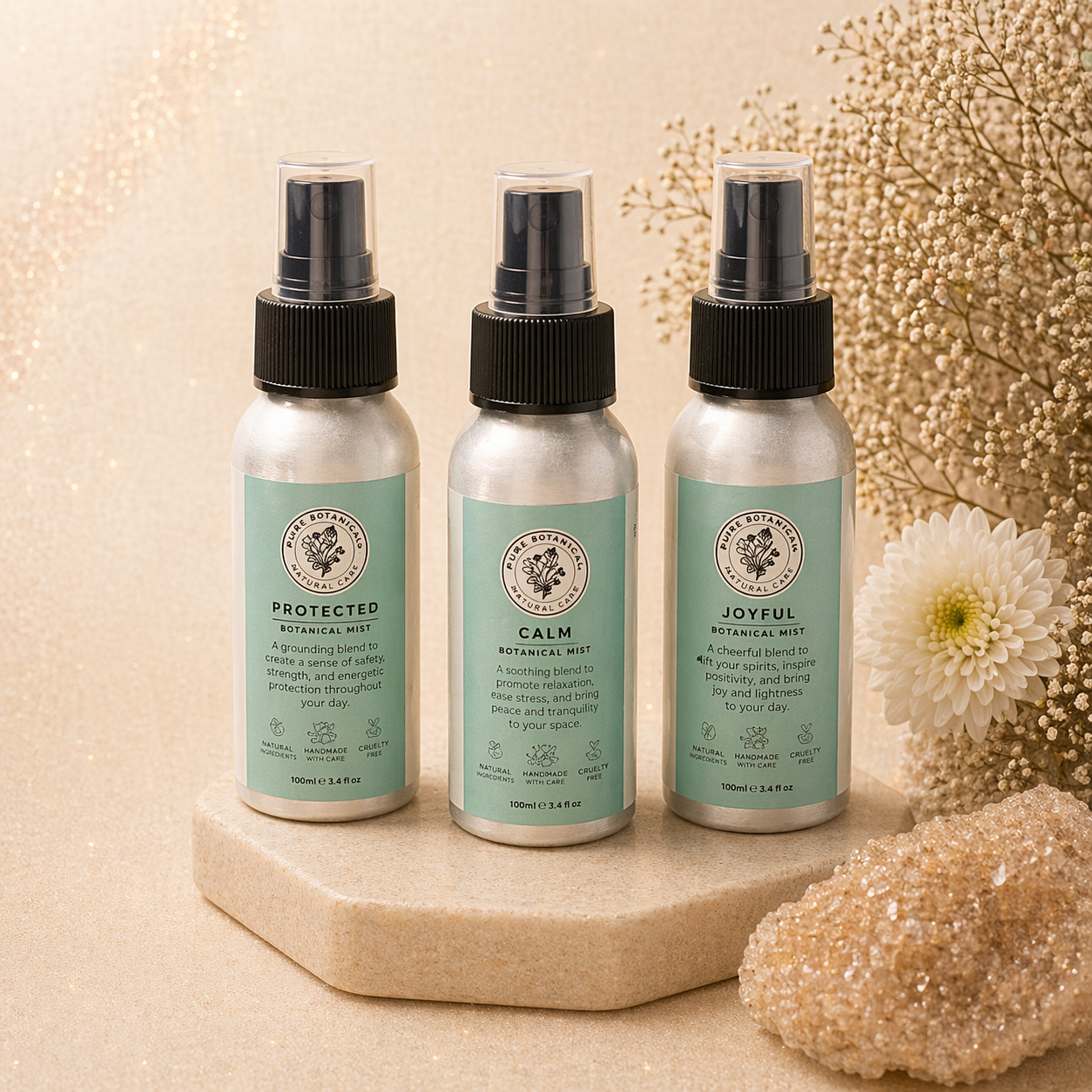 Natural Herb Remedies - Set of 3 - Protected / Calm / Joyful