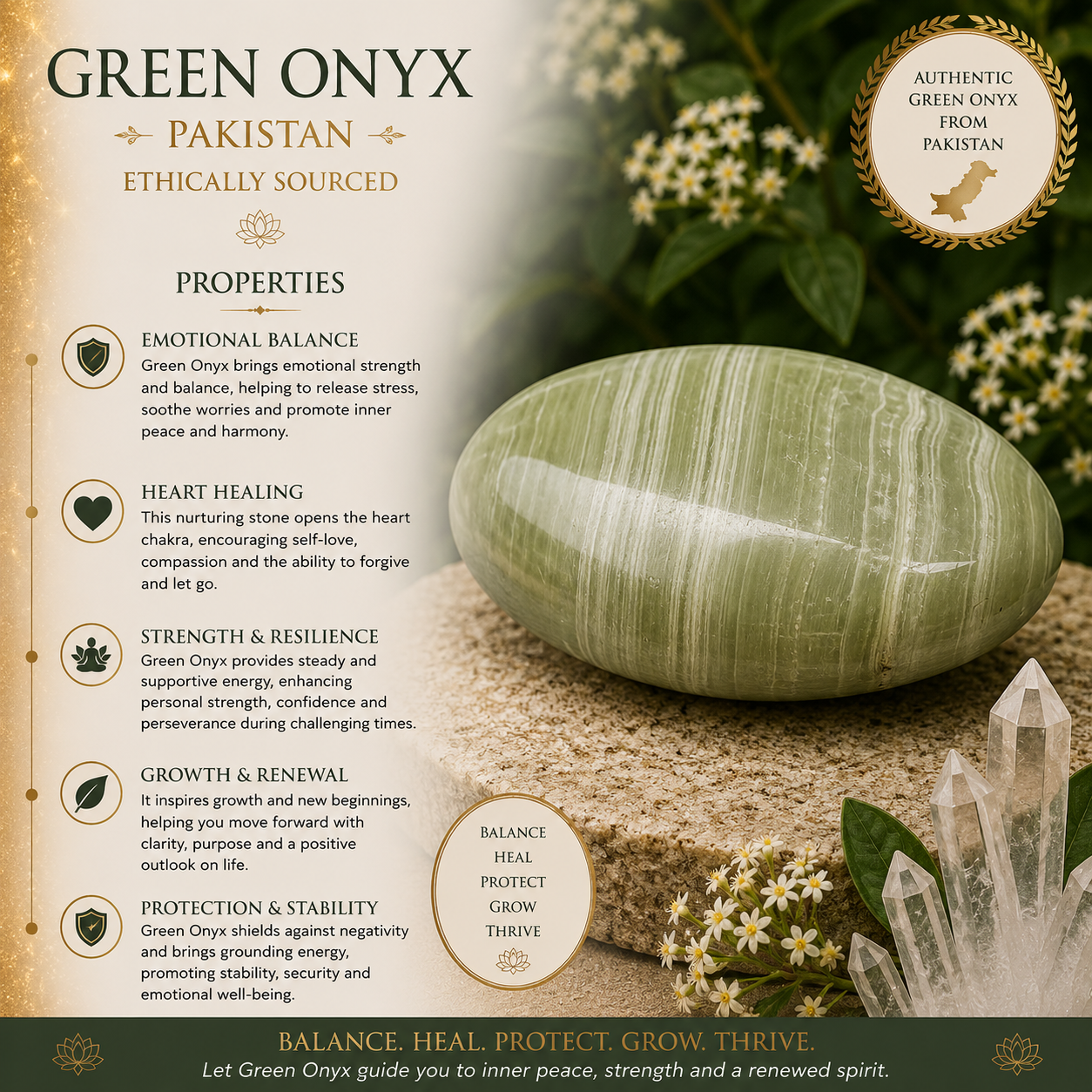 Green Onyx Palmstone - PAKISTAN