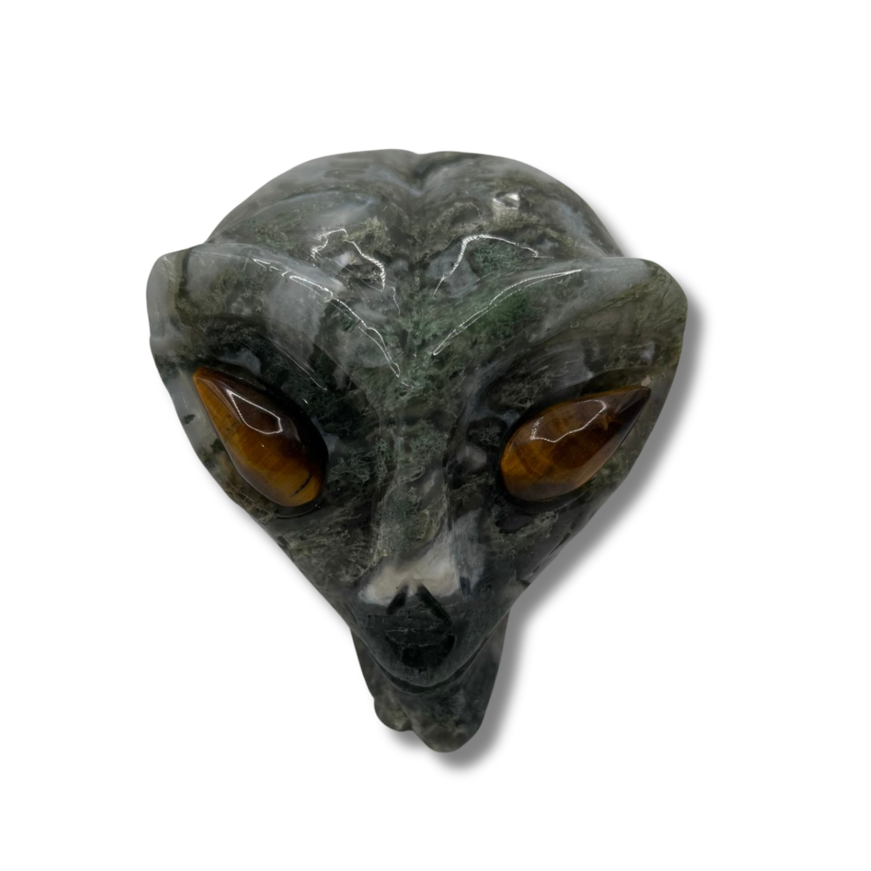 Moss Agate Star Being with Tiger Eye Eyes (INDIA)