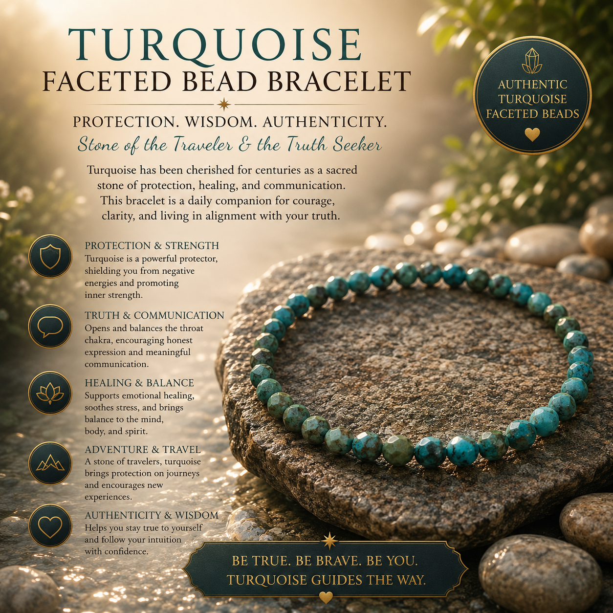 Turquoise Faceted Bead Bracelet 4mm
