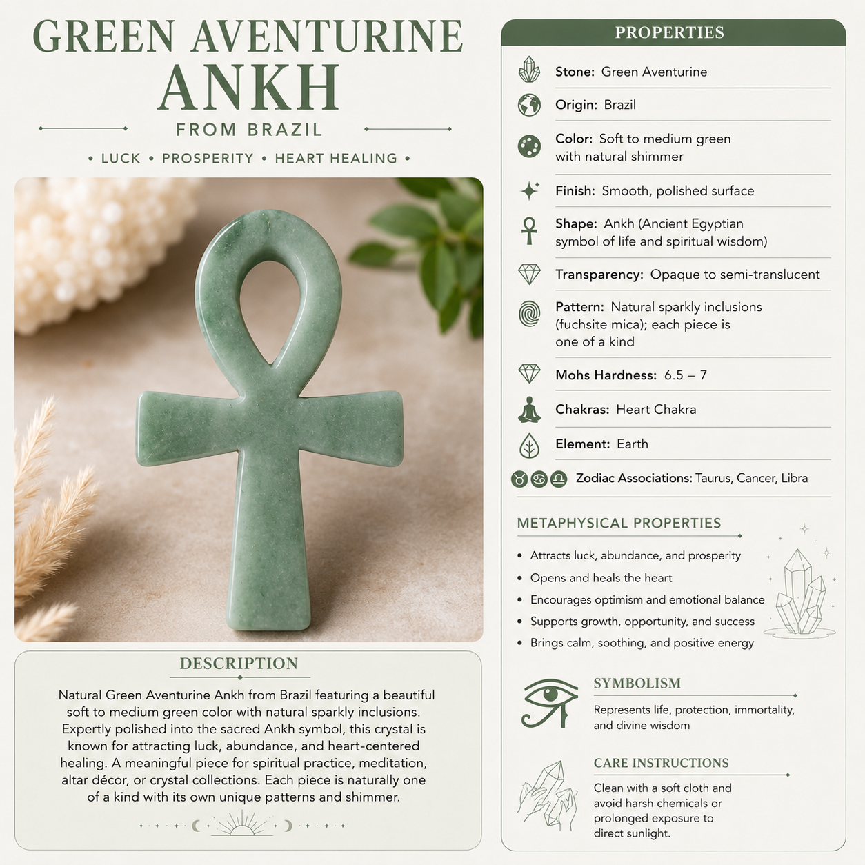Green Aventurine Ankh - BRAZIL