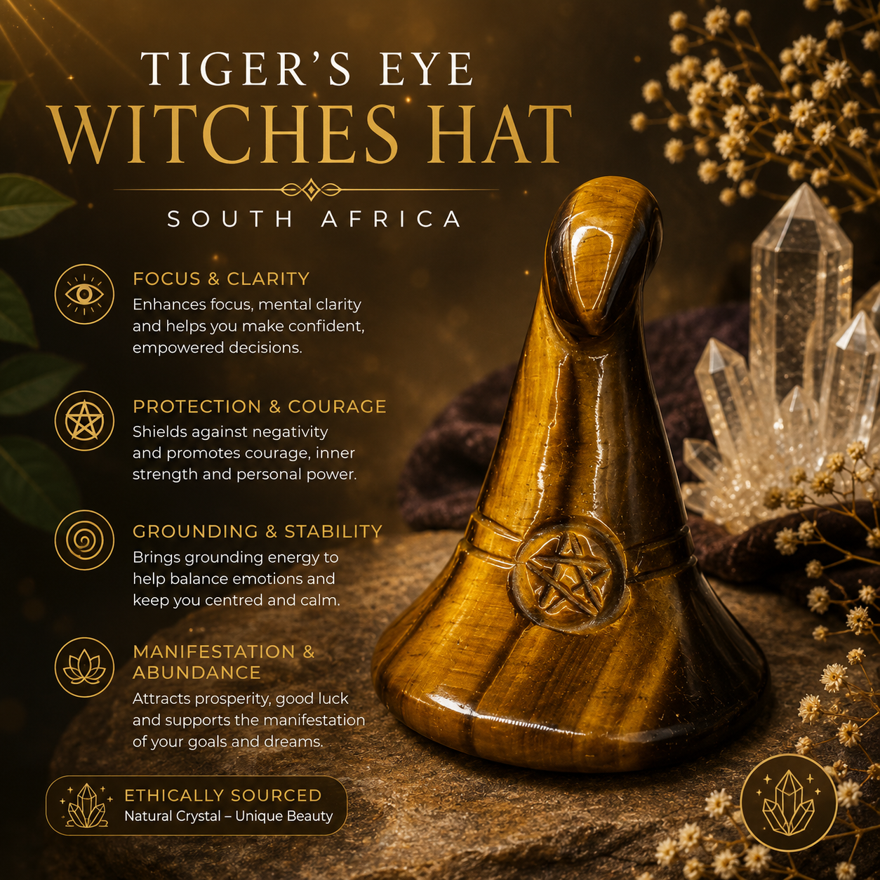 Tiger's Eye Witches Hat - SOUTH AFRICA (One Supplied)
