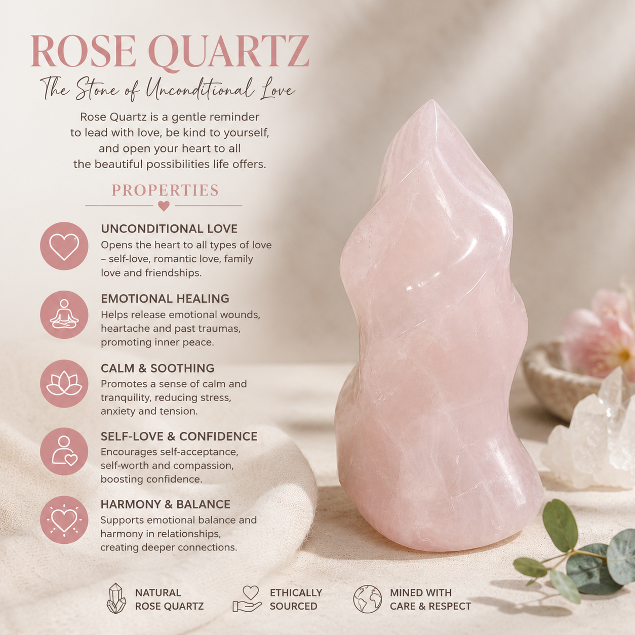 Rose Quartz Flame - MADAGASCAR