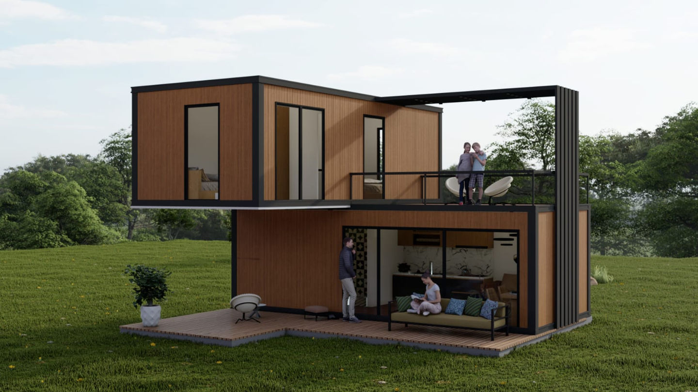 Steel Tiny House 3D Render