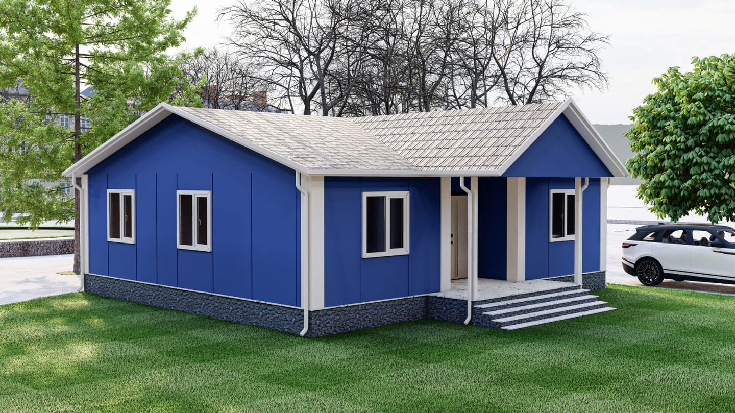 Steel Tiny House Villa 3D Render