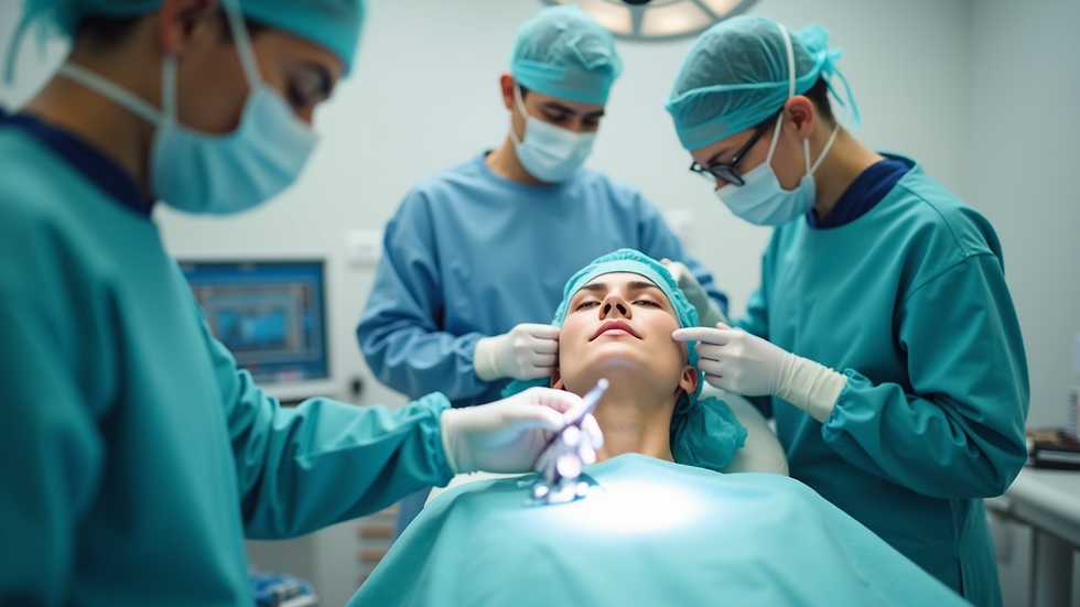 Eye-level view of a modern clinic room prepared for facial surgery