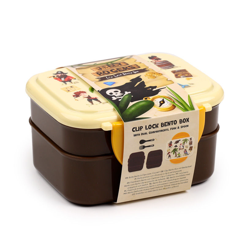 Thumbnail: Bento Clip Lock Lunch Box with Cutlery - Jolly Rogers Pirates