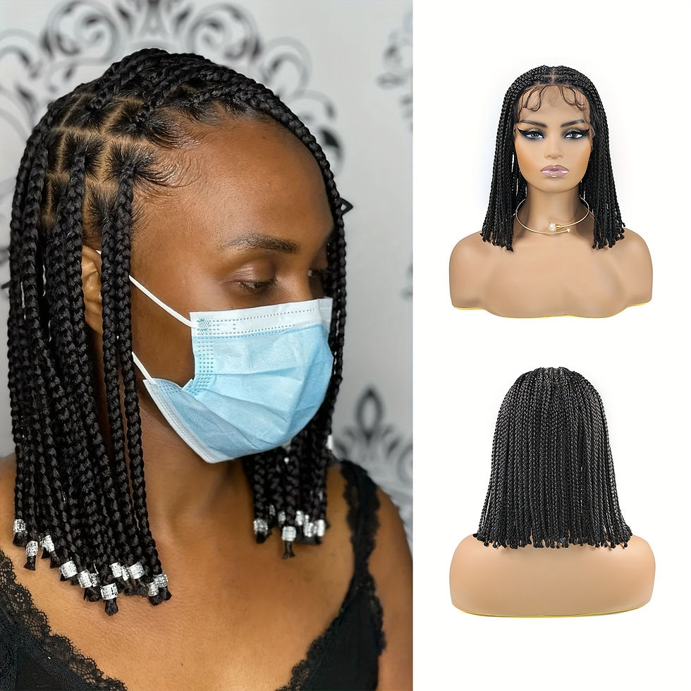Thumbnail: Women's 10-Inch Bob Braided Wig Full Lace - High Temperature Fiber Synthetic