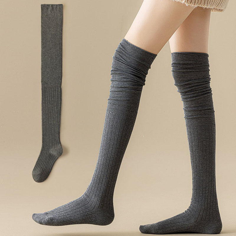 Thumbnail: 1/4 Pairs Women Solid Color Knee High Socks