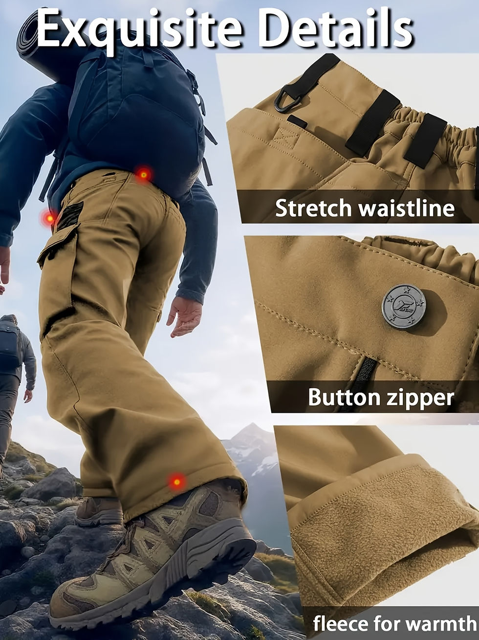 Thumbnail: Men's Heavy-Duty Fleece Tactical Pants with Large MOLLE Webbing & Utility Pocket