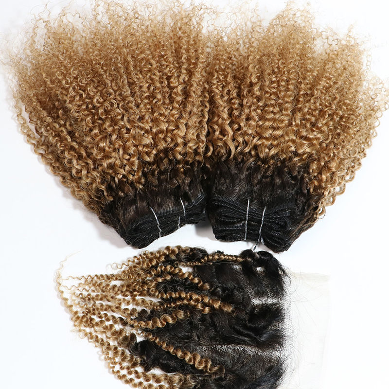Thumbnail: Curly Bundles With Closure Brazilian Hair Remy Human Hair 