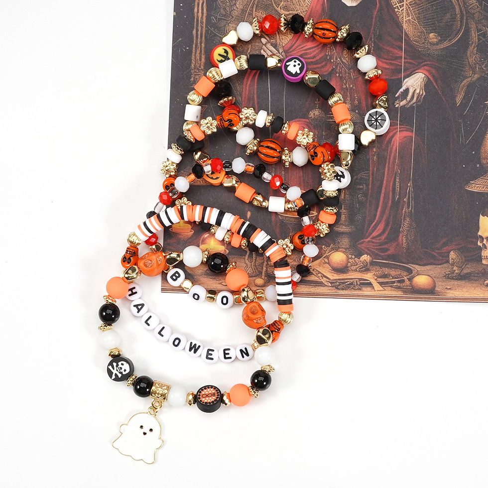 Thumbnail: Halloween Bracelet Boo Halloween European and American Cross-Border Beaded Elast
