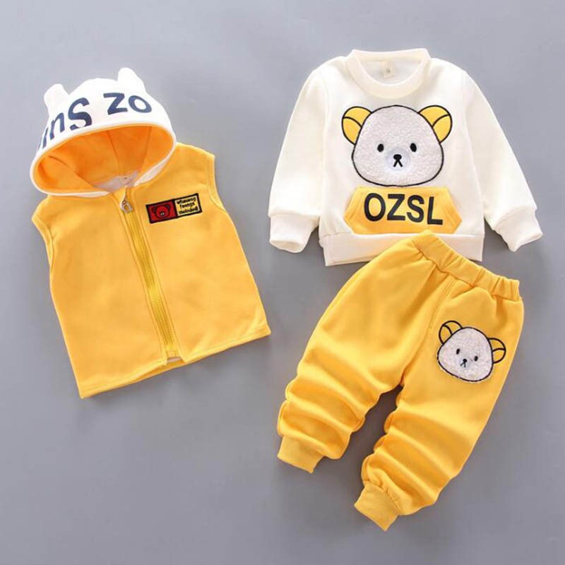 Thumbnail:  Clothing Set Fleece Children Hooded Outerwear Tops Pants 3PCS Outfits