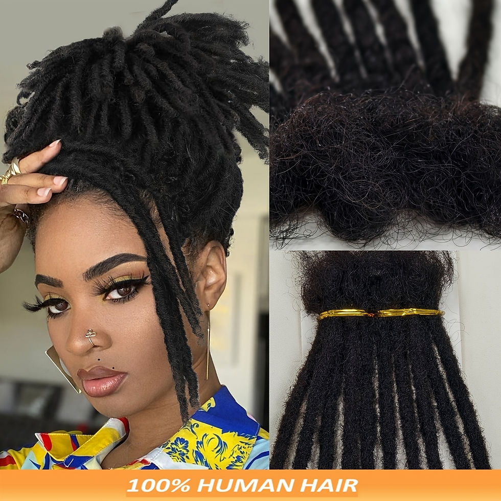 Thumbnail: Medium 0.24inch Width 100% Human Hair Dreadlock Extensions