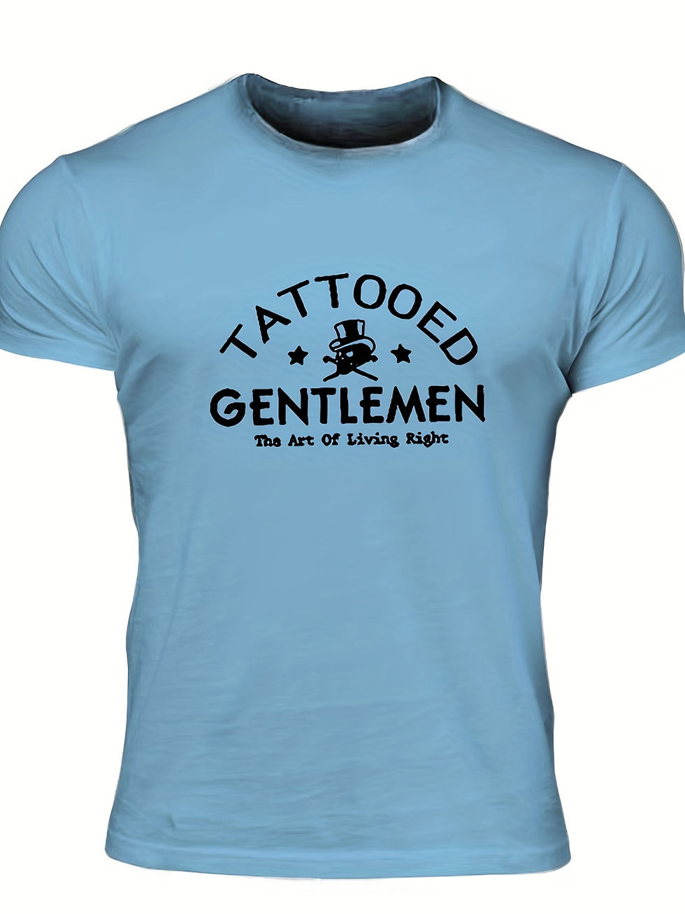 Thumbnail: "Tattooed Gentlemen", Men's Letter Print T-shirt, Casual Comfy Slightly Stretch 