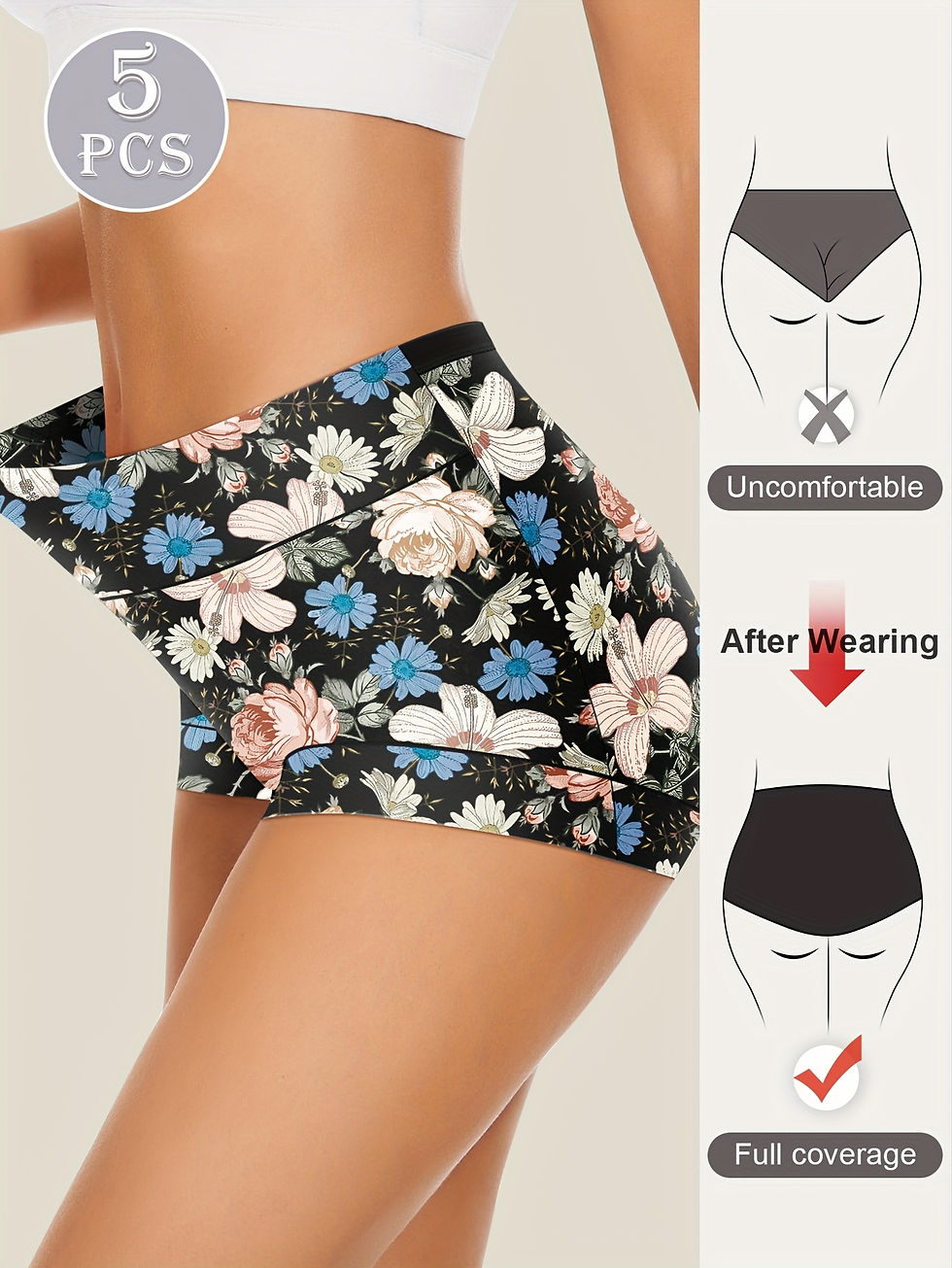 Thumbnail: Set of 5 High-Waisted Women's Underwear