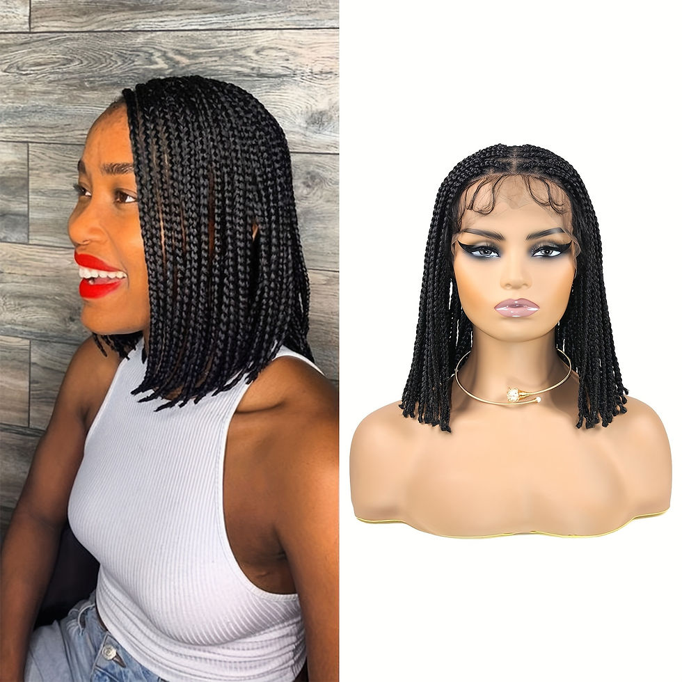 Thumbnail: Women's 10-Inch Bob Braided Wig Full Lace - High Temperature Fiber Synthetic